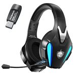 PHOINIKAS 2.4G Wireless Gaming Headset for PS4 PS5 PC Switch, Wireless Over Ear Gamer Headphones with Detachable Mic, 3.5mm Wired Gaming Headset for Xbox One/Phone, 40H Battery Life, 7.1 Sound