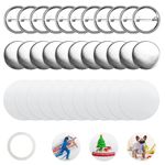 SIYINGSAERY 250 Sets Blank Button Making Supplies 32mm Metal Button Badge Parts DIY Back Button Pin Making Kit Including Metal Shells Back Cover Clear Film and Gasket for Craft Party Gifts (1.26inch)