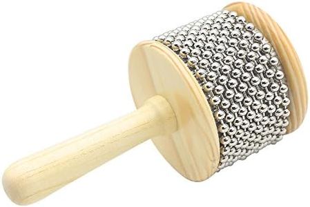 Mowind Wooden Cabasa Hand Shaker Percussion Instrument with Metal Beads for Classroom Band 3.4" Size