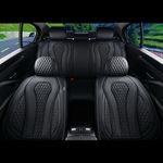 Coverado Leather Seat Covers, Waterproof Luxury Leatherette Car Seat Cushions for Front and Rear 5 Pcs, Stylish Seat Protectors Auto Accessories Universal Fit Most Sedans, SUVs and Trucks, Black