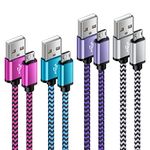 Micro USB Cable 4Pack【0.9M/0.9M/1.8M/1.8M】Android Charger Cable USB to Micro USB Cable Fast Charging Braided Nylon Cable for Samsung Galaxy S7 Edge S6 S5 J7 J5 J6 A6,Xbox,PS4 Controller,Tablet