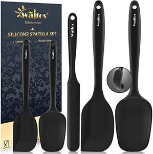 Walfos Spatule en silicone, résistante à la chaleur jusqu'à 600 °C, outils de cuisson antiadhésifs, lot de spatules en silicone avec noyau en métal, idéales pour la cuisine et la pâtisserie (5pcs)