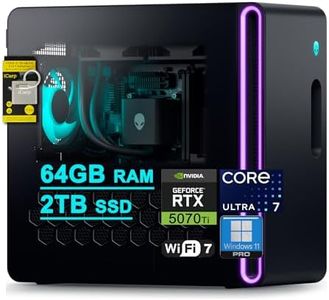 Dell Alienware Aurora ACT1250 Gaming Desktop Intel 20-core Ultra 7 265F (>i7-14700) 64GB RAM 2TB SSD GeForce RTX 5070 Ti 16GB GDDR7 DLSS4 Wi-Fi7 1000W PSU Liquid Cooler for Gaming AI Win11Pro ICP Hub