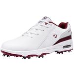 Fenlern Men's Golf Shoes Spiked Waterproof Comfortable Air Cushion F006, White Red 13