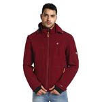 HIVER Men's Nylon Jacket Water Proof Full-Sleeved Winter Jacket with Hood For Minus Degree (Wine, 4XL)