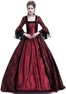 CAMDOM Vestidos victorianos para mujer, vestido vintage para baile de máscaras, medieval, gótico, Lolita, fiesta, vestido de noche