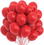 Prextex 75 Red Party Balloons 12 Inch Red Balloons with Matching Color Ribbon for Red Theme Party Decoration, Weddings, Baby Shower, Birthday Parties Supplies or Arch Décor - Helium Quality