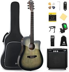 Donner Acoustic Electric Guitar Full Size Kit for Beginner Intermediate with Amplifier Capo Pick Tuner Strings Strap - 41 Inch