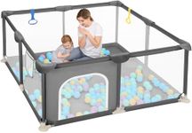 Dripex Baby Playpen, Sturdy Playpen for Baby and Toddlers, Portable Kids Play Pen Babies and Toddlers with Breathable Mesh & Pull-Up Rings, Babies Fence and Activity Centre Play Area Indoor(124x124cm)