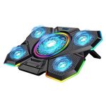 LIANGSTAR Laptop Cooler, Laptop Cooling Pad with 5 Silent Fans, RGB Laptop Stand with 2 USB Ports, Suitable for 12-17 Inch