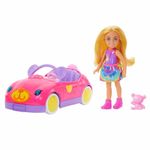 Barbie Chelsea Doll & Toy Car Set with Bear-Themed Convertible & Teddy Bear Accessory, Blonde Small Doll Wears Removable Skirt & Shoes