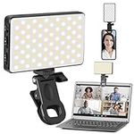 MORELOCO 120 LED Selfie Light High Power Rechargeable Clip Fill Video Light with Front & Back Clip, 3000mAh, 3 Light Modes for Phone, iPhone, Android, iPad, Vlog, TikTok, Video Conference