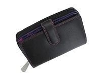 Visconti Soft Leather Rio Ladies Purse Style R13 Black/Purple/Berry