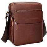 MOLSHINE Genuine Leather Crossbody Bag, Daily Simple Shoulder Bag, Lightweight Messenger Purse for Men HB023 (Brown)