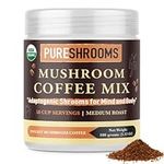 Organic Mushroom Coffee - Ultra Concentrated Lion’s Mane, Reishi & Cordyceps - Focus, Stress Relief, Energy & Immunity, Herbal Coffee Substitute, Keto Friendly, Sugar Free, Arabica Fair-trade Coffee, Immune System Booster (Adaptogenic Coffee, 100 Grams)