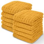 Baby Washcloths, Muslin Cotton Baby Towels, Large 10”x10” Wash Cloths Soft on Sensitive Skin, Absorbent for Boys & Girls, Newborn Baby & Toddlers Registry Gift (Tumeric, 10 Pack, 25 X 25 CM)