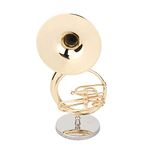 Sousaphone Model Ornament, Metal Musical Instrument Model Sousaphone Display Ornament with Stand and Case Miniature Musical Replica Decoration