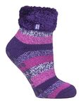 HEAT HOLDERS - Womens Fluffy Turnover Cuff Thermal Ankle Slipper Lounge Bed Socks with Non Slip Grips (4-8 uk, 37-42 eur, HHL20)