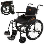 MobiQuip All Terrain Adult Wheelchair, Self-Propelled - 12.5kg Lightweight, Aluminium Frame - Black, Narrow 16" Seat - Easy-Fold & Quick Release - 24" Pneumatic Tyres - Customisable Support