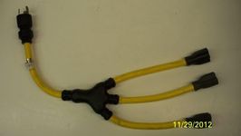 Coleman Cable 09023 12/3 Generator Cord Adapter Splitter L5-20P to (3) L5-20R