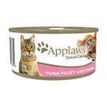 Applaws Natural Premium Wet Cat Food for Adult Cats, Tuna Fillet with Prawns in Broth Pack of 24 x 70g Cans