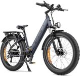ENGWE E26 Electric Bike E-Bike for Adults with 26"x4.0" Fat Tire,250W E Mountain Bike 48V 16Ah Battery Range Up to 140KM, Speed-7 Dual Suspension All-Terrain Ebike MTB (Step-Thru, Gem Blue) (Black)