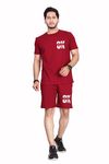 BAGHADBILLO Men's Cotton Printed Night Suit Set of Top & Shorts|| Men's Pyjama Set || T-Shirt and Shorts Set for Men || Night Wear for Men || Night Suit for Men Maroon