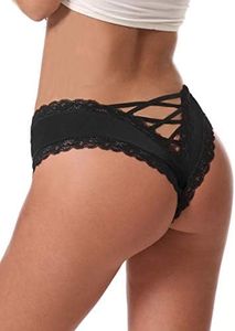 Sofishie Sexy V-Back Criss Cross Panties, Black, Medium