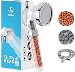 VEHHE Water Saving Shower Head with 1.5M Shower Hose, Ionic High Pressure 3 Modes Adjustable Shower Heads with Filter Beads, Power Shower Head to Increase Pressure