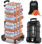 Folding Hand Truck, 75 Kg/165 lbs Heavy Duty Solid Construction Utility Cart Compact and Lightweight for Luggage, Personal, Travel, Auto, Moving and Office Use - Portable Fold Up Dolly(4 wheel-roate)