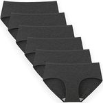 INNERSY Womens Underwear Cotton Hipster Panties Regular & Plus Size 6-Pack, Charcoal, X-Large