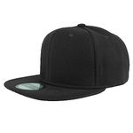 Gelante Snapback Hats for Men - Flat Bill Brim Baseball Cap Hat - Plain Blank Adjustable, Black, One Size