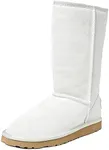 AUSLAND Genuine Suede Women's Boots Winter Tall Boot Snow Boots for women Waterproof 9.5US White 5115 40EU