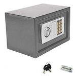 Safes for Home Fireproof Waterproof with 2 Manual Override Keys, 8.5L Security Safe Cash Box with Double Digital Keypad and Safety Key Lock Cabinet Safes, Grey