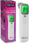 Prove Multifunction Infrared Thermometer | 4-in-1 Infrared Thermometer | Adult Forehead Mode, Child Forehead Mode, Ear Mode, and Object/Room Mode | Color Changing Fever Indicator