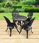 OUTLIVING Aluminium Patio Seating Chair Single Outdoor Chair for Balcony Home (Black, 4 Chairs 1 Table)