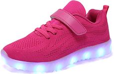 Nishiguang LED Light Up Shoes Kids Girls Boys Breathable Flashing Slip-On Sneakers (Toddler/Little Kid/Big Kid) Red 27