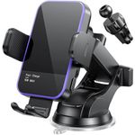 Wireless Car Charger,【7 Colored LED Backlit】 Mosurr 15W Auto Clamping Phone Holder Car Mount Charger for iPhone 16 15 14 13 12 Mini Pro Max 11, Samsung Galaxy S24 Ultra S23 Note 20, etc-Dark Black