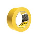 48mm x 50 Metre Q1 Painters Yellow Masking Tape Roll Painting & Decorating Premium masking for Car Body Spray Sharp Lines & No Paint Bleed with a rubber-base adhesive & 110°C Temperature Resistance