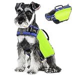 Pawaboo Dog Life Jacket, Reflective Dog Safety Vest Adjustable Pet Life Preserver with Strong Buoyancy & Sturdy Rescue Handle, Ripstop Dog Lifesaver Vests for Swimming, Boating - Bright Yellow, S