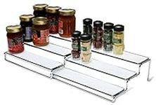 DecoBrothers Spice Rack 3 Tier Expandable Cabinet Spice Organizer Step Shelf Organizer, Chrome