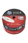 HP DVD-R 4.7GB Recordable Blank Digital Versatile Disc Shrink Wrap 16x Speed (Pack of 50)