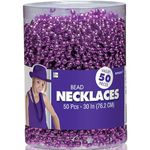 Amscan Party Perfect Team Spirit Metallic Bead Necklace (50 Piece), Purple, 6 x 4.5"