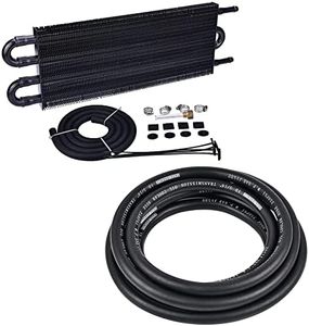 EVIL ENERGY 5/16" Transmission Oil Cooler Tube and Fin 4 Pass Aluminium Bundle with 5/16" Transmission Oil Cooler Hose 10FT 250PSI SAE J1532