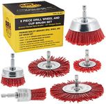 Dura-Gold 6 Piece Abrasive Filament Nylon Wire Bristle Drill Wheel and Cup Brush Set - Coarse Sanding Scuffing, 1/4" Drill Shank - Remove Rust, Corrosion, Paint - Surface Prep Truck Bed Liner Coating