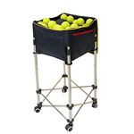 Glemall Tennis Ball Hopper Basket Removable Waterproof Tennis Ball Saver Bag Cart with Wheels Hold Up to 160 Balls for Tennis Ball Collector