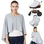 Nursing Cover & Baby Nursing Poncho,Multi Use Breastfeeding Cover for CarSeat Canopy, High Seat Cover, Stroller Cover, Shopping Cart Cover,Nursing Scarf for Boy and Girl by Kefee Kol (Grey)