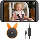 Babyvue USB Baby Car Camera Plug-Play, 4.5" 1080P Easy Setup Backseat Camera with Flexible 360 Rotation, Clear Picture Rear Facing Car Seat Baby Monitor