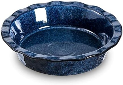 vicrays Ceramic Pie Pan for Baking - 9 inch Pie Plate, Round, Fluted and Deep Pie Dish for Tart, Pizza, Apple Pie, Quiche, Pot Pies, Cake - Reactive Glaze (Starry Blue)