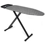 Duwee Extra Large Wide Ironing Board with Steam Generator Iron Rest, Heavy Duty Ironing Boards with Double Layers Padding, Big Iron Board with Adjustable Height, 122 x 43 cm, Grey